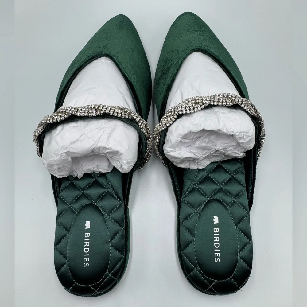 Birdies The Swan Velvet Crystal Strap Emerald 9 - Picture 3 of 5